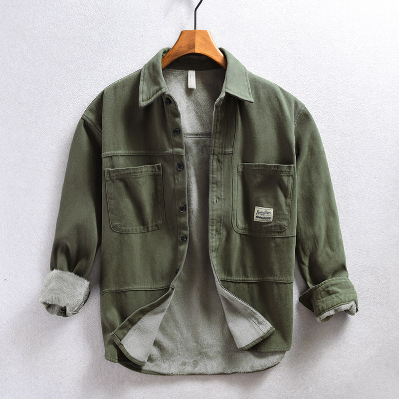 James Oxford Fleece Cargo Shirt for Men