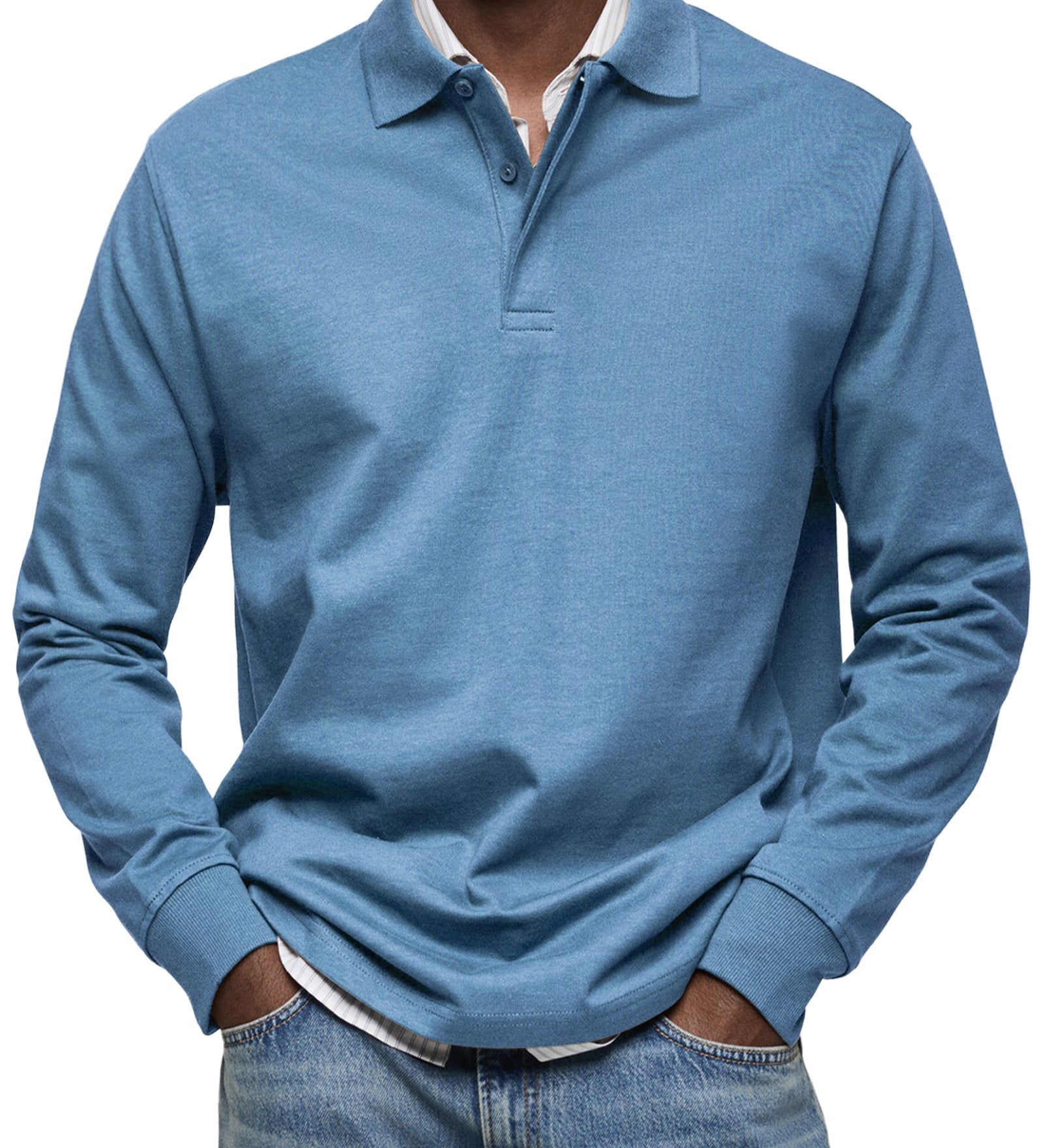 James Oxford Elegant Long Sleeve Polo Shirt for Men