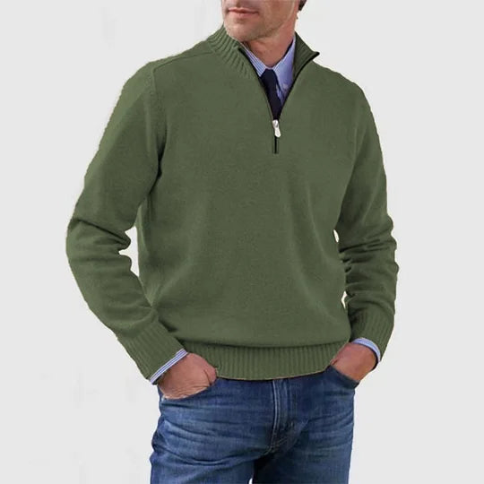 Elegant Men's Mid-Zip Jumper