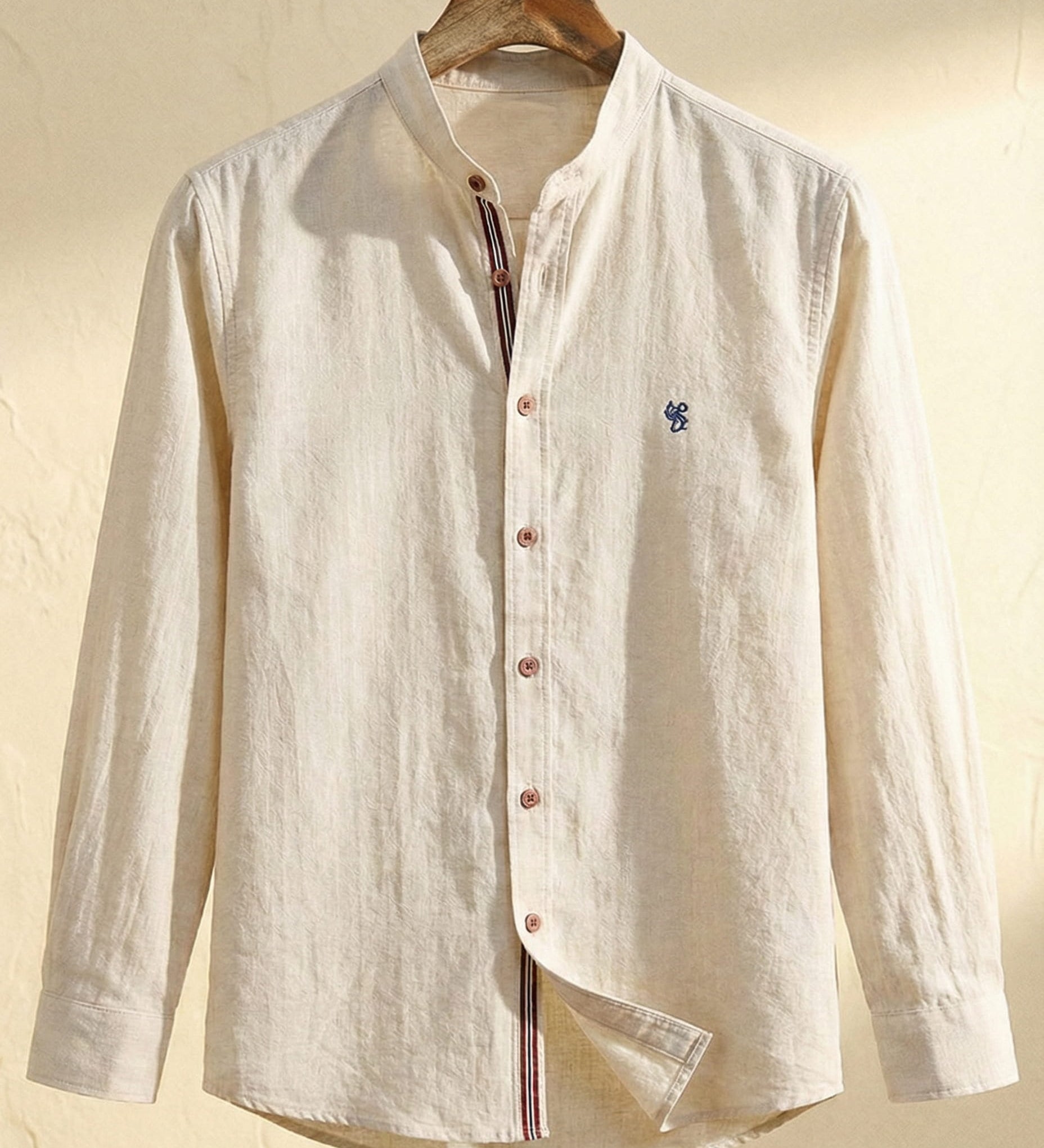 James Oxford Elegant Mandarin Collar Shirt for Men