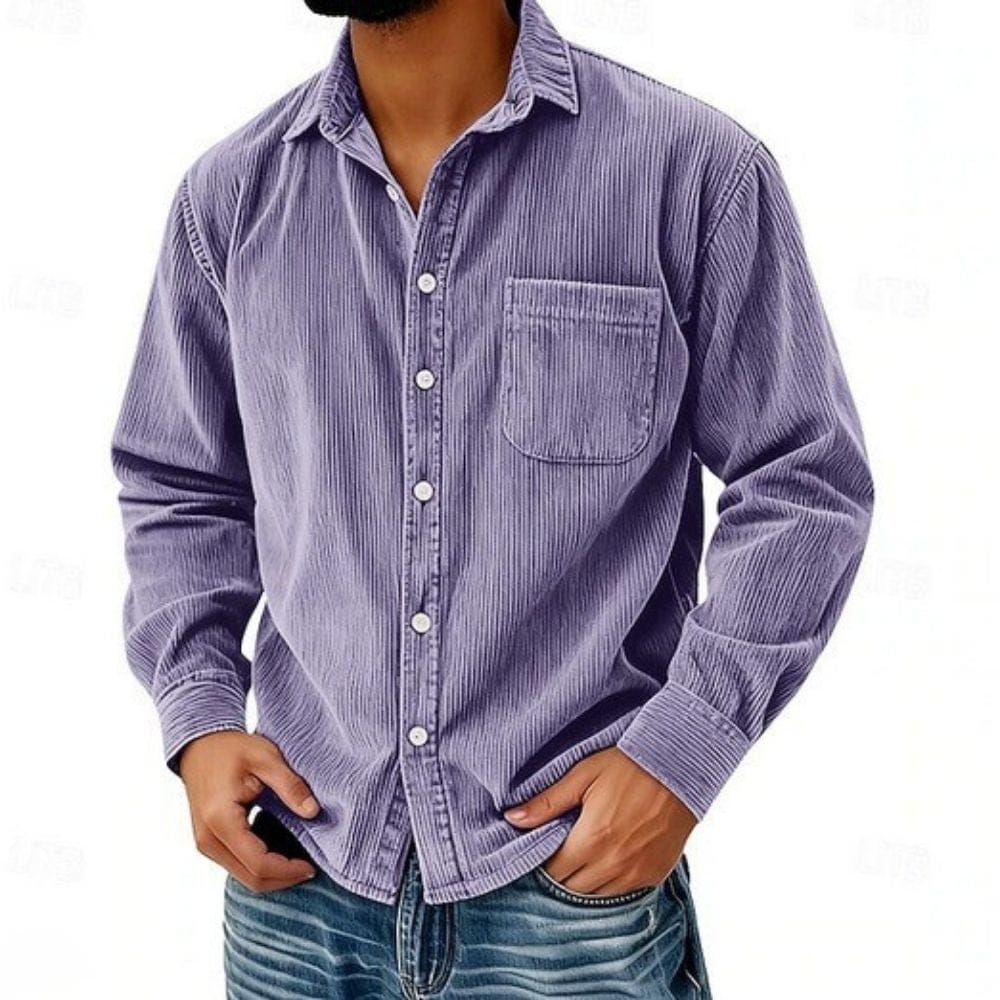 James Oxford Corduroy Button-Up Shirt for Men