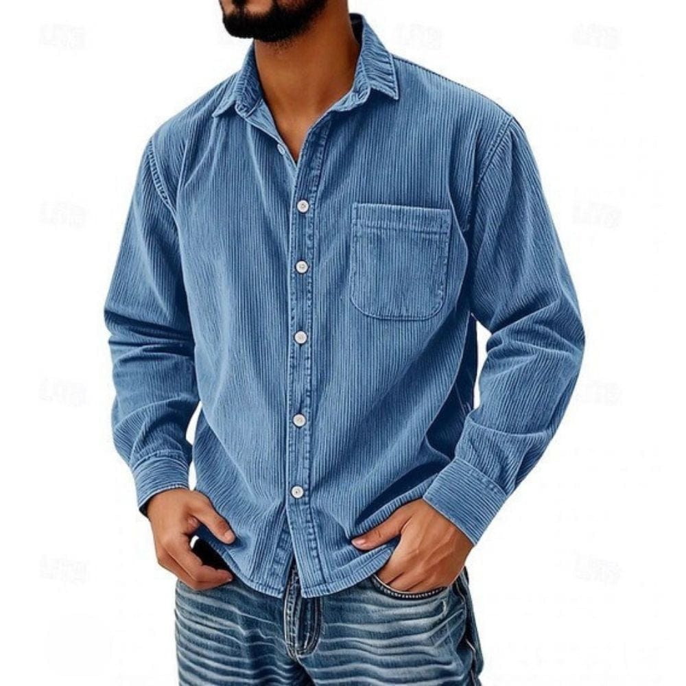 James Oxford Corduroy Button-Up Shirt for Men
