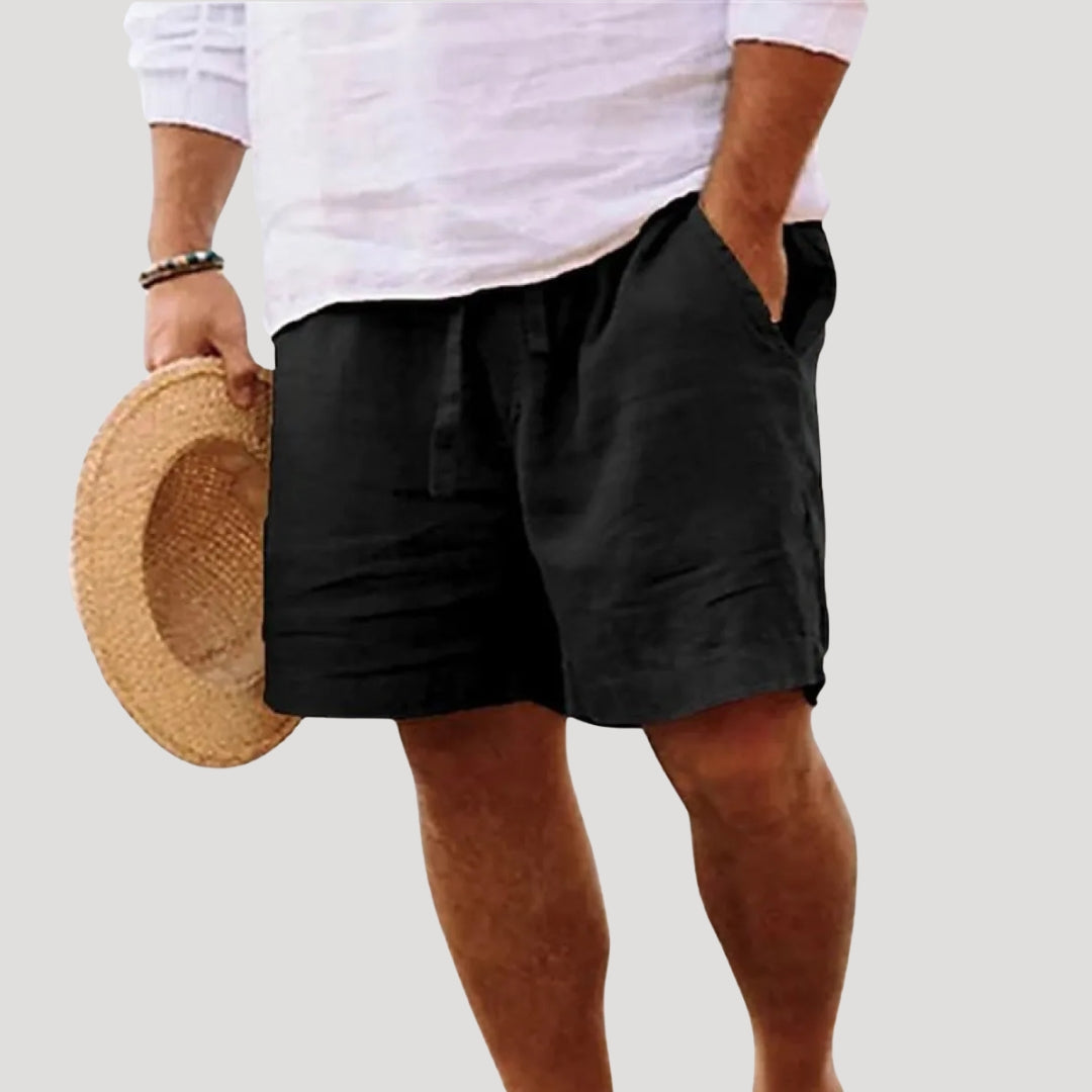 Edward - Men's Linen Shorts with Elastic Waistband