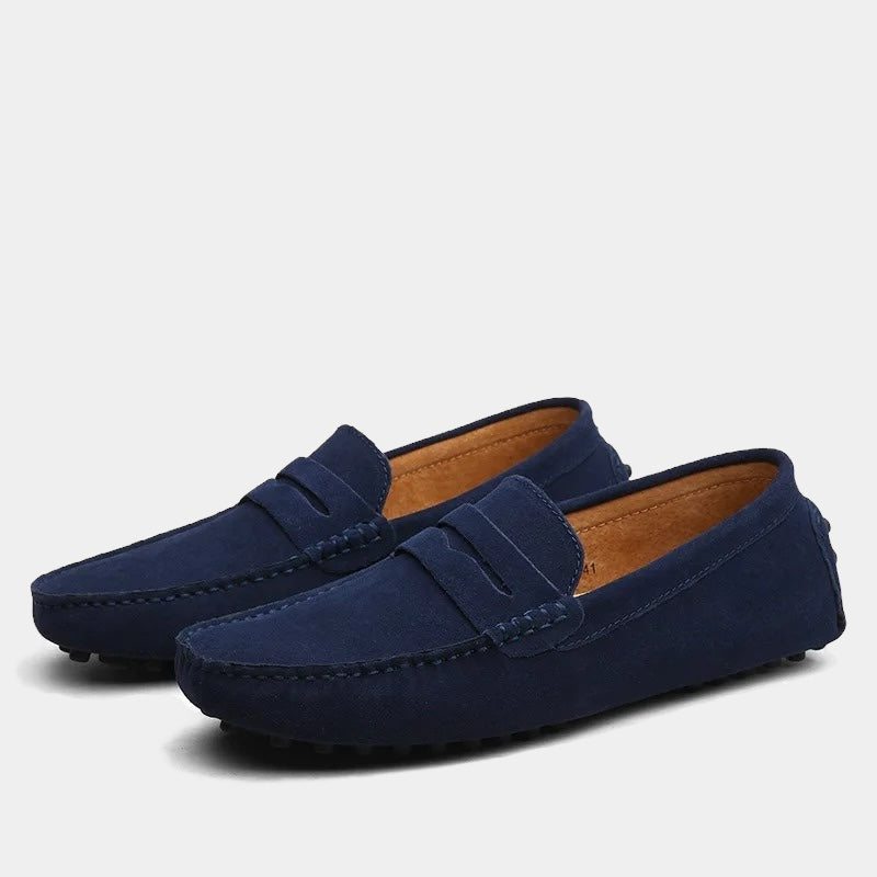James Oxford Modern Suede Penny Loafers for Men
