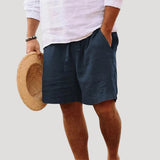 Edward - Men's Linen Shorts with Elastic Waistband