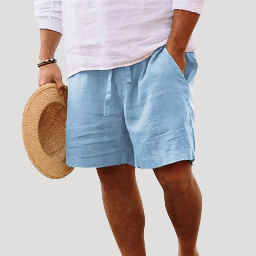 Edward - Men's Linen Shorts with Elastic Waistband