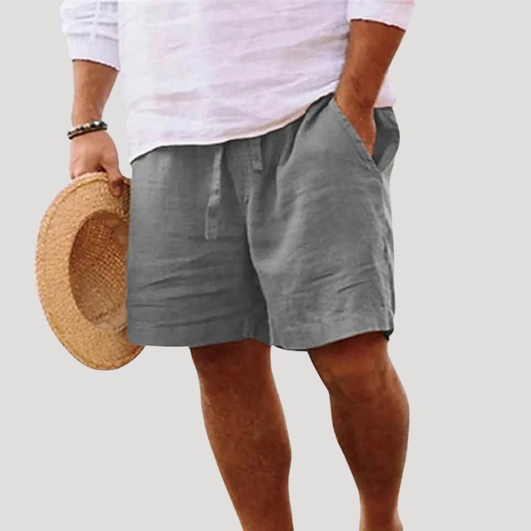 Edward - Men's Linen Shorts with Elastic Waistband