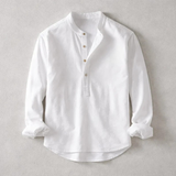 James Oxford Vintage Style Cotton-Linen Shirt for Men
