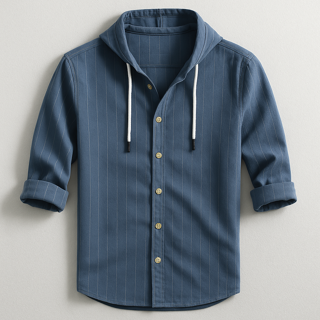 James Oxford Luxury Striped Hooded Shirt