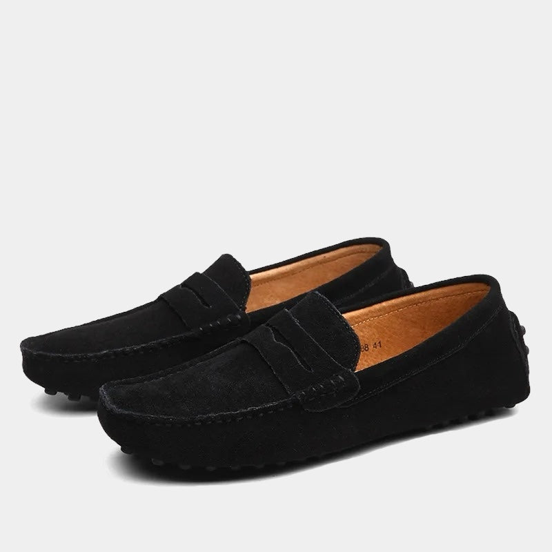 James Oxford Modern Suede Penny Loafers for Men