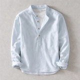 James Oxford Vintage Style Cotton-Linen Shirt for Men