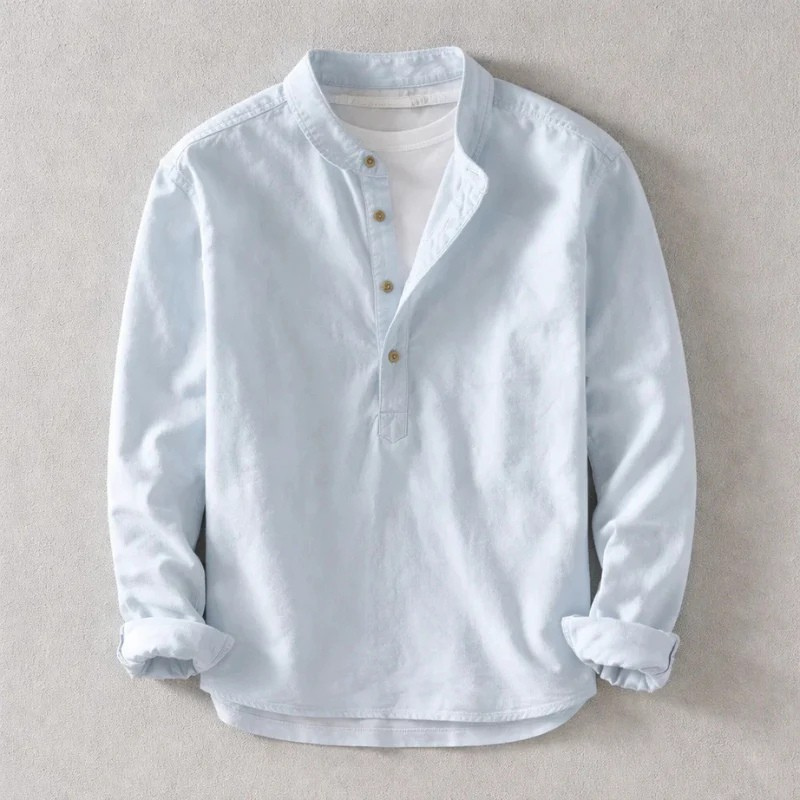 James Oxford Vintage Style Cotton-Linen Shirt for Men