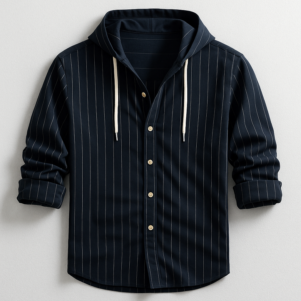James Oxford Luxury Striped Hooded Shirt