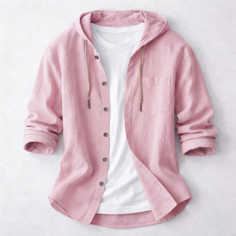 James Oxford Fashion Hooded Shirt for Men