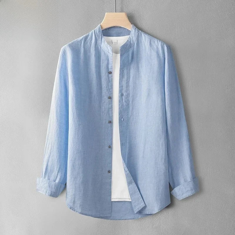 Cotton Linen Shirt | Men's Shirt with Button-Up Design | Stylish Versatile Wear for Summer and Autumn