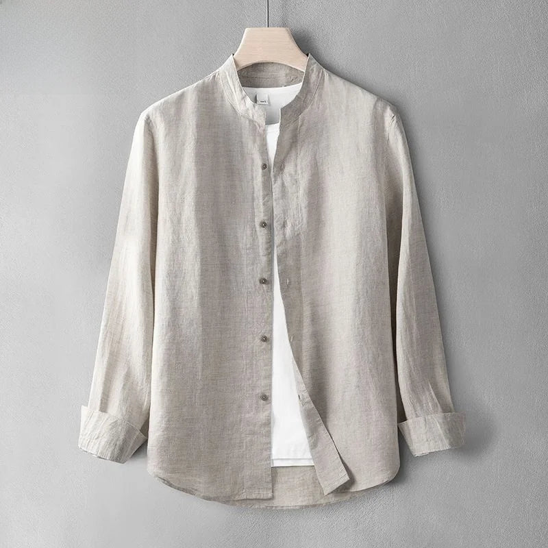 Cotton Linen Shirt | Men's Shirt with Button-Up Design | Stylish Versatile Wear for Summer and Autumn
