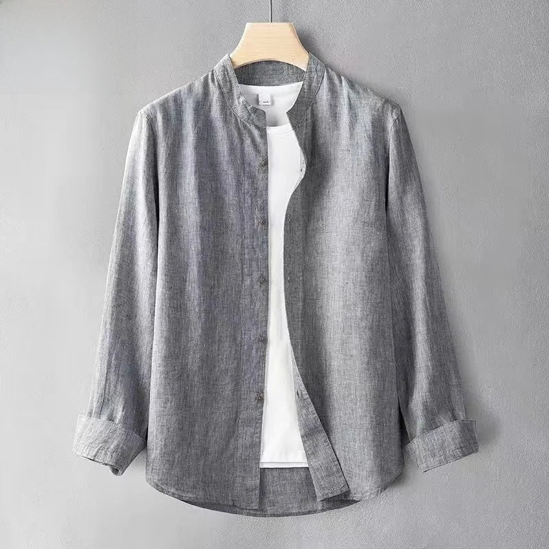 Cotton Linen Shirt | Men's Shirt with Button-Up Design | Stylish Versatile Wear for Summer and Autumn