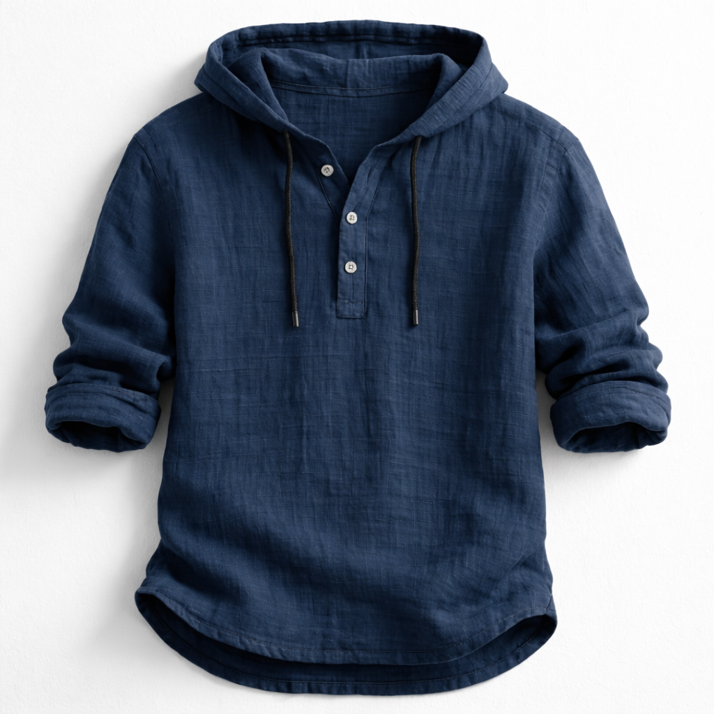 James Oxford Linen Hooded Shirt for Men