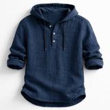 James Oxford Linen Hooded Shirt for Men