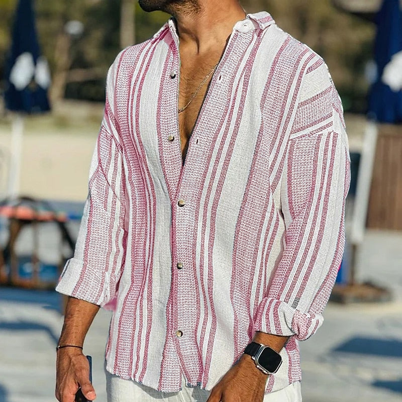 James Oxford Striped Linen Shirt for Men