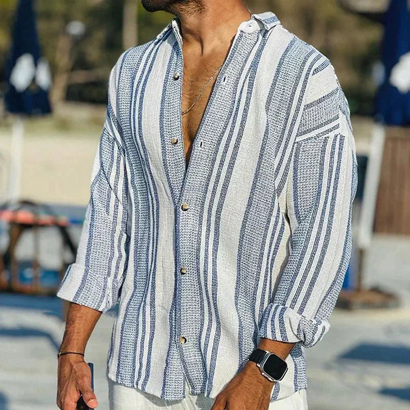 James Oxford Striped Linen Shirt for Men