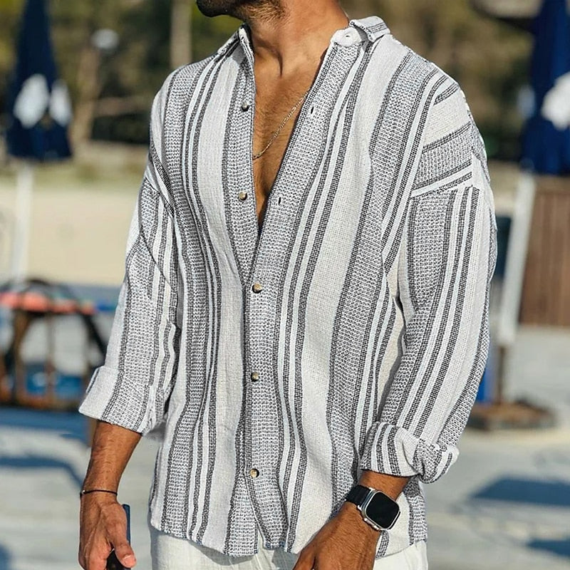 James Oxford Striped Linen Shirt for Men
