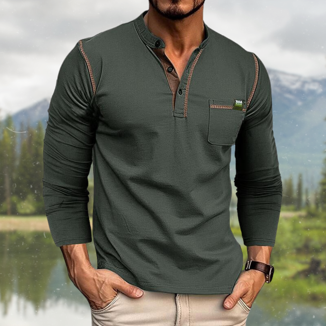 James Oxford Long Sleeve Shirt with Pocket for Men