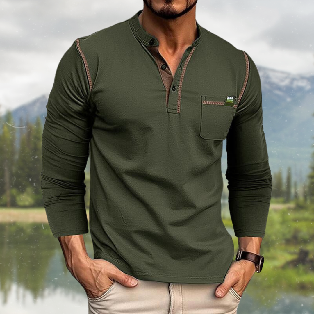 James Oxford Long Sleeve Shirt with Pocket for Men