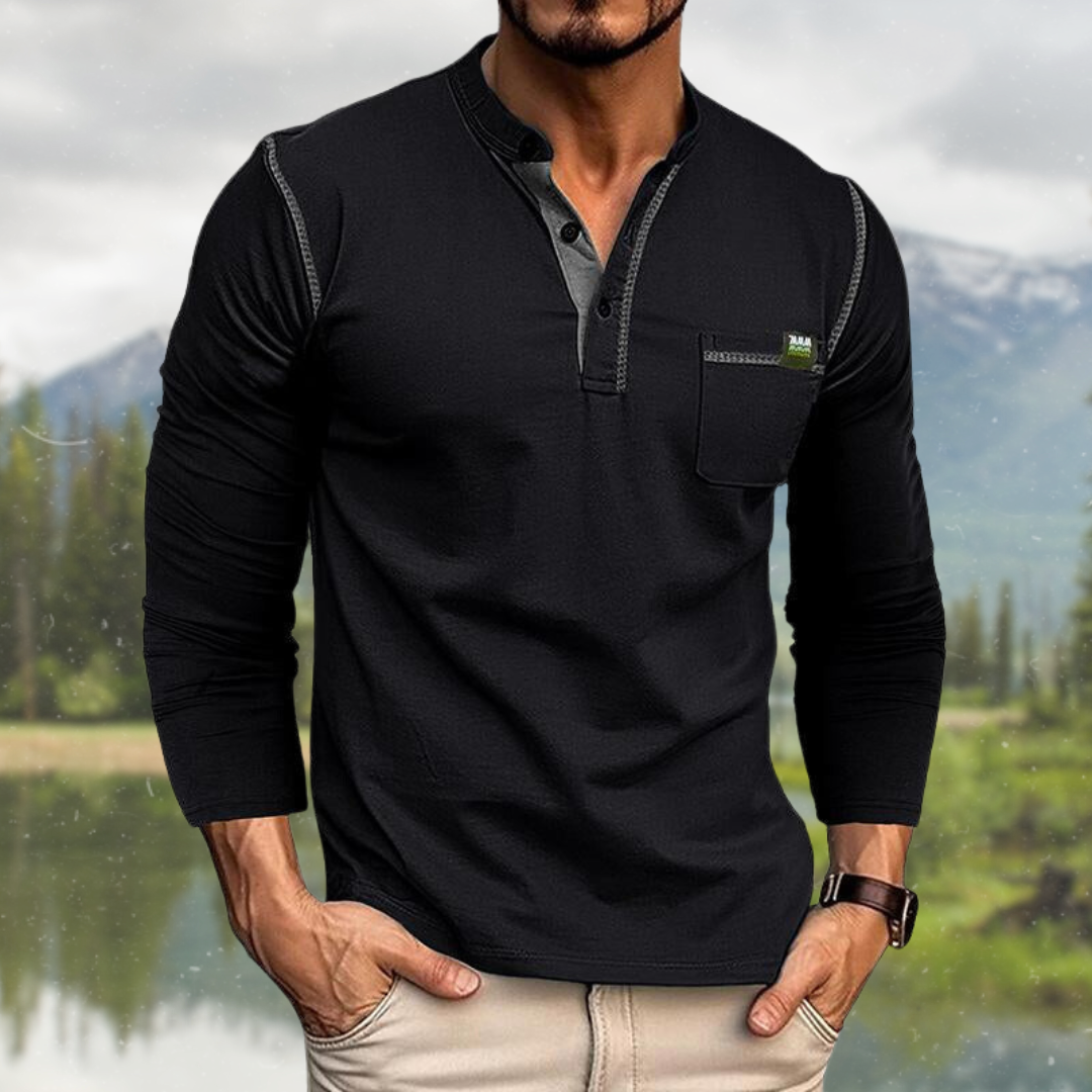 James Oxford Long Sleeve Shirt with Pocket for Men