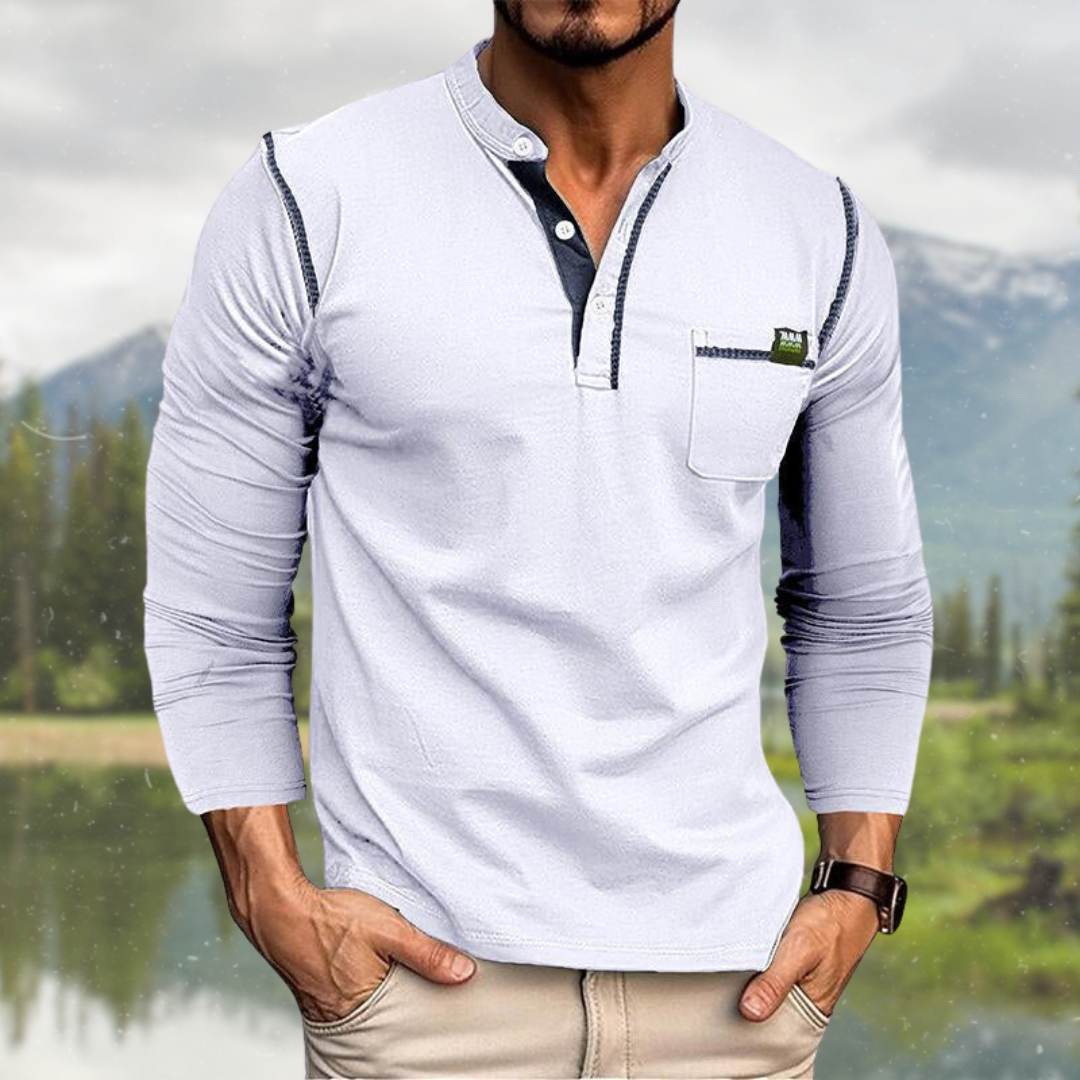 James Oxford Long Sleeve Shirt with Pocket for Men