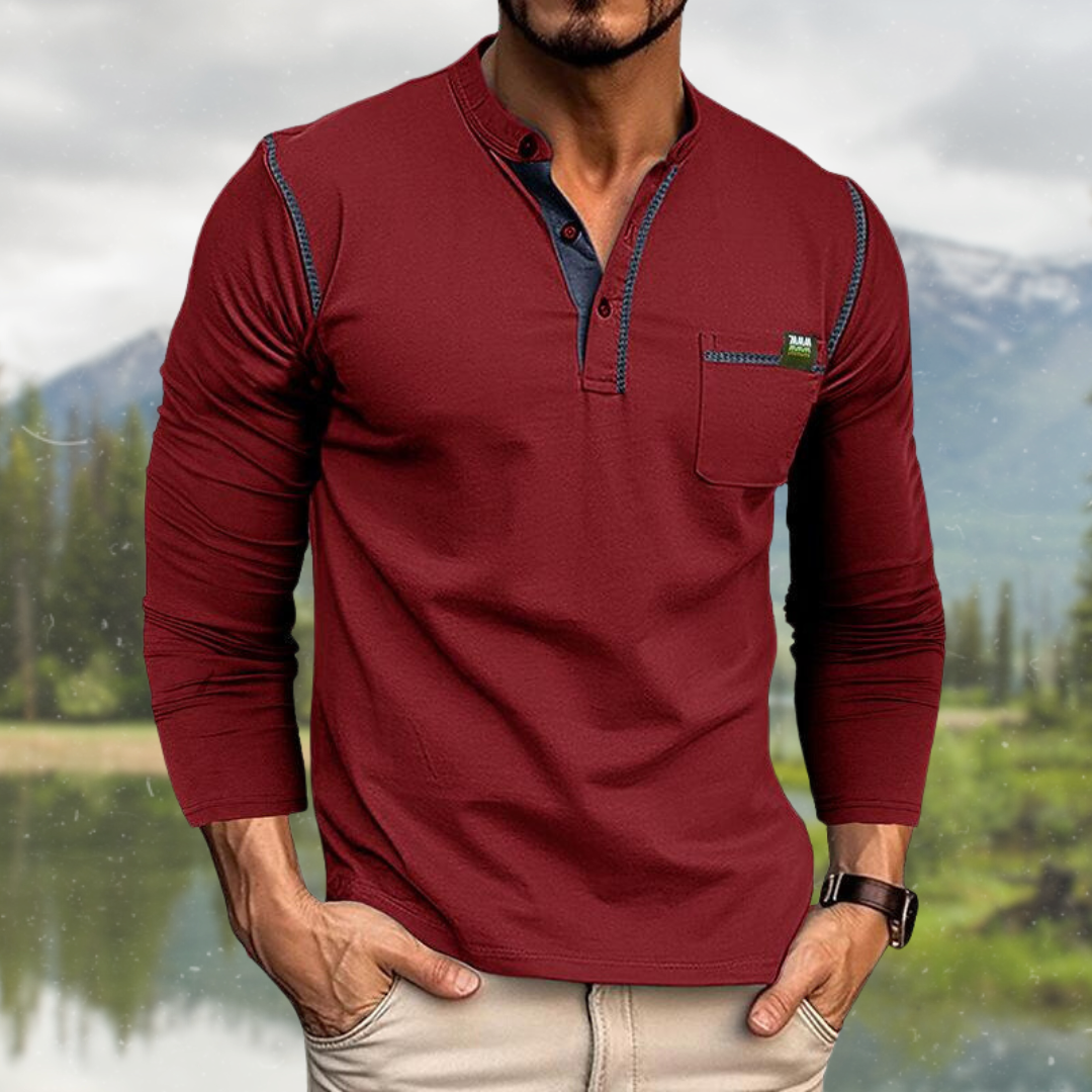 James Oxford Long Sleeve Shirt with Pocket for Men