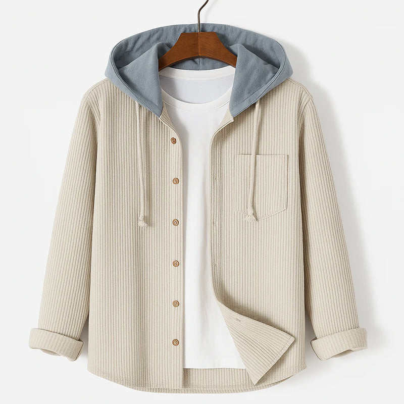 James Oxford Corduroy Hooded Shirt