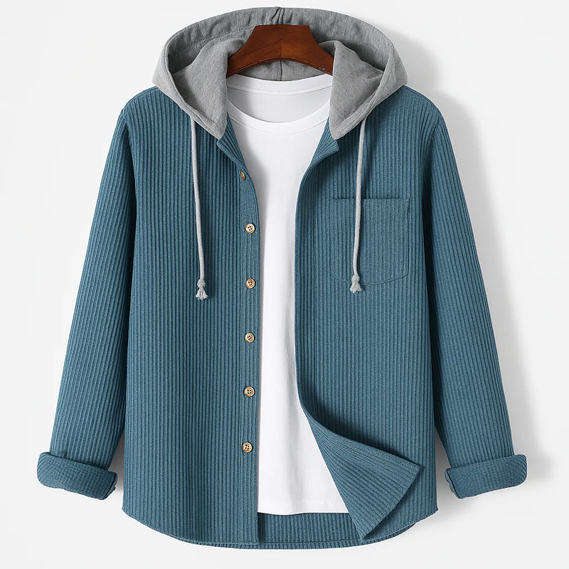 James Oxford Corduroy Hooded Shirt