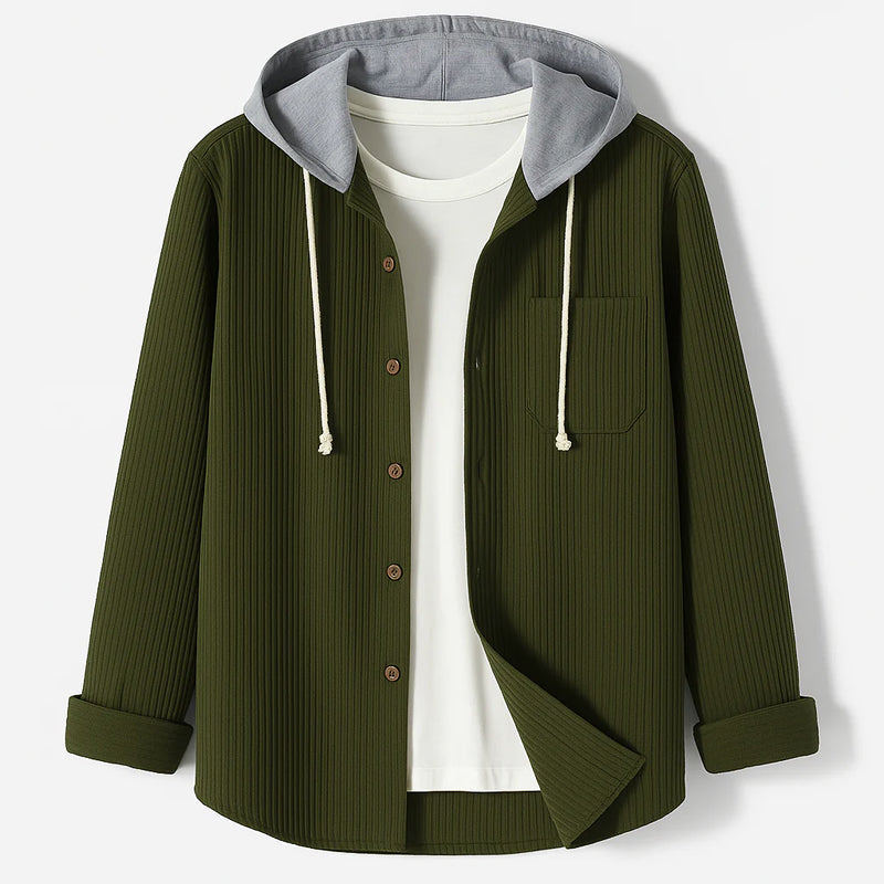 James Oxford Corduroy Hooded Shirt