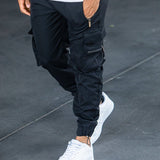 James Oxford Black Cargo Trousers