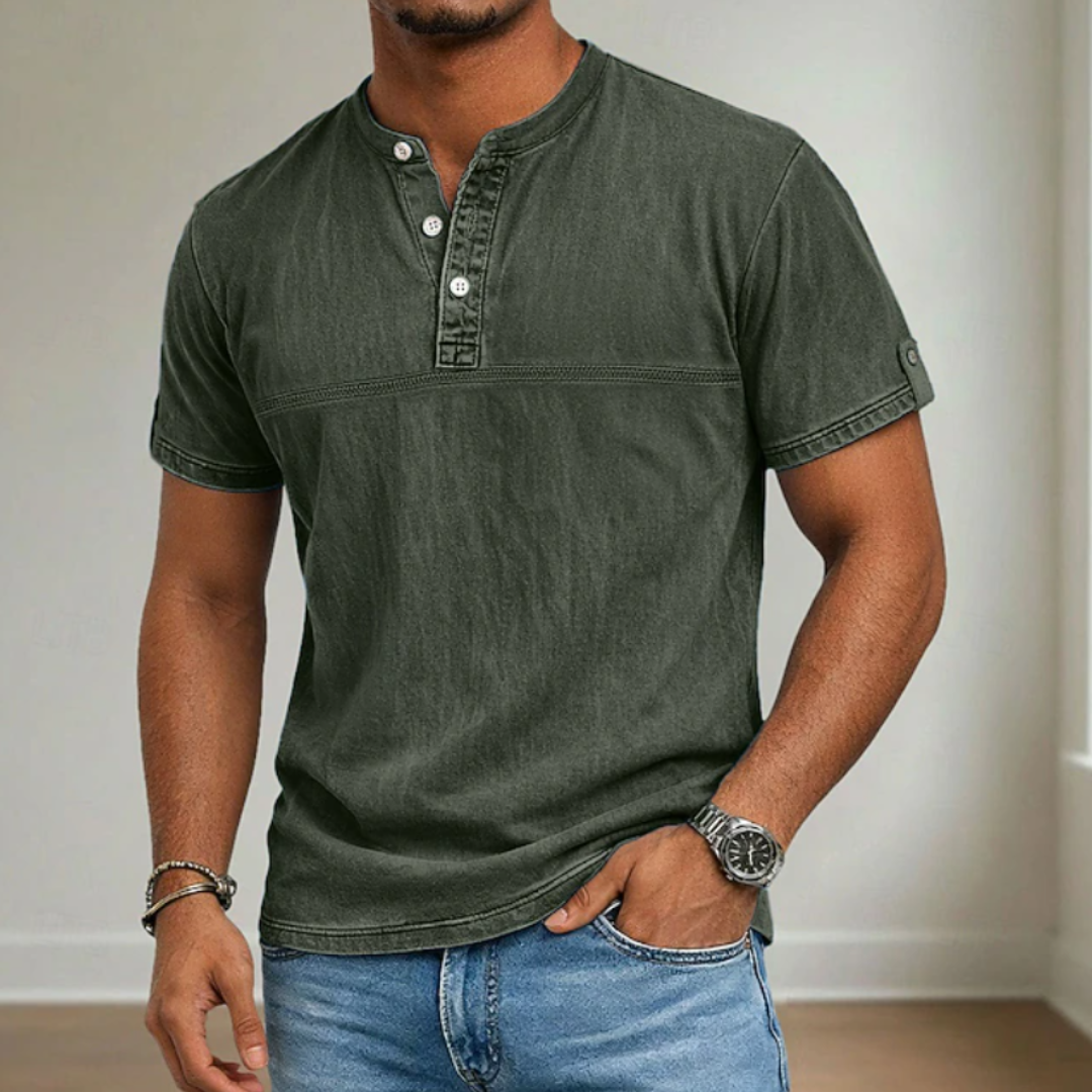 James Oxford Mandarin Collar Shirt for Men