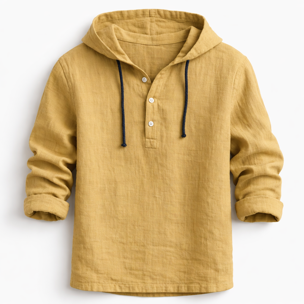 James Oxford Linen Hooded Shirt for Men