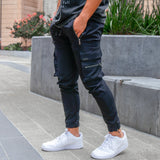 James Oxford Black Cargo Trousers