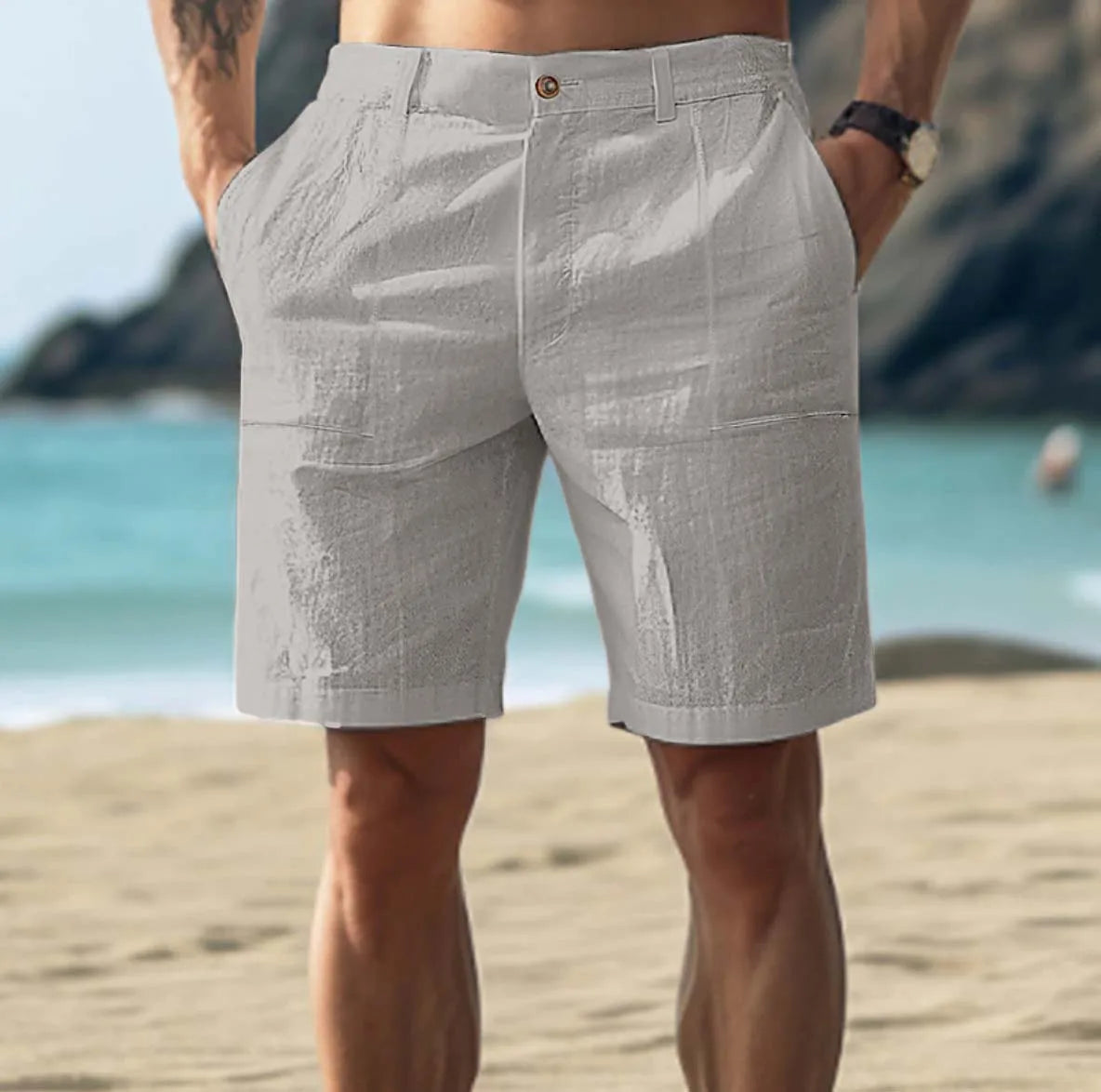 George - Men's Linen Shorts with Pockets