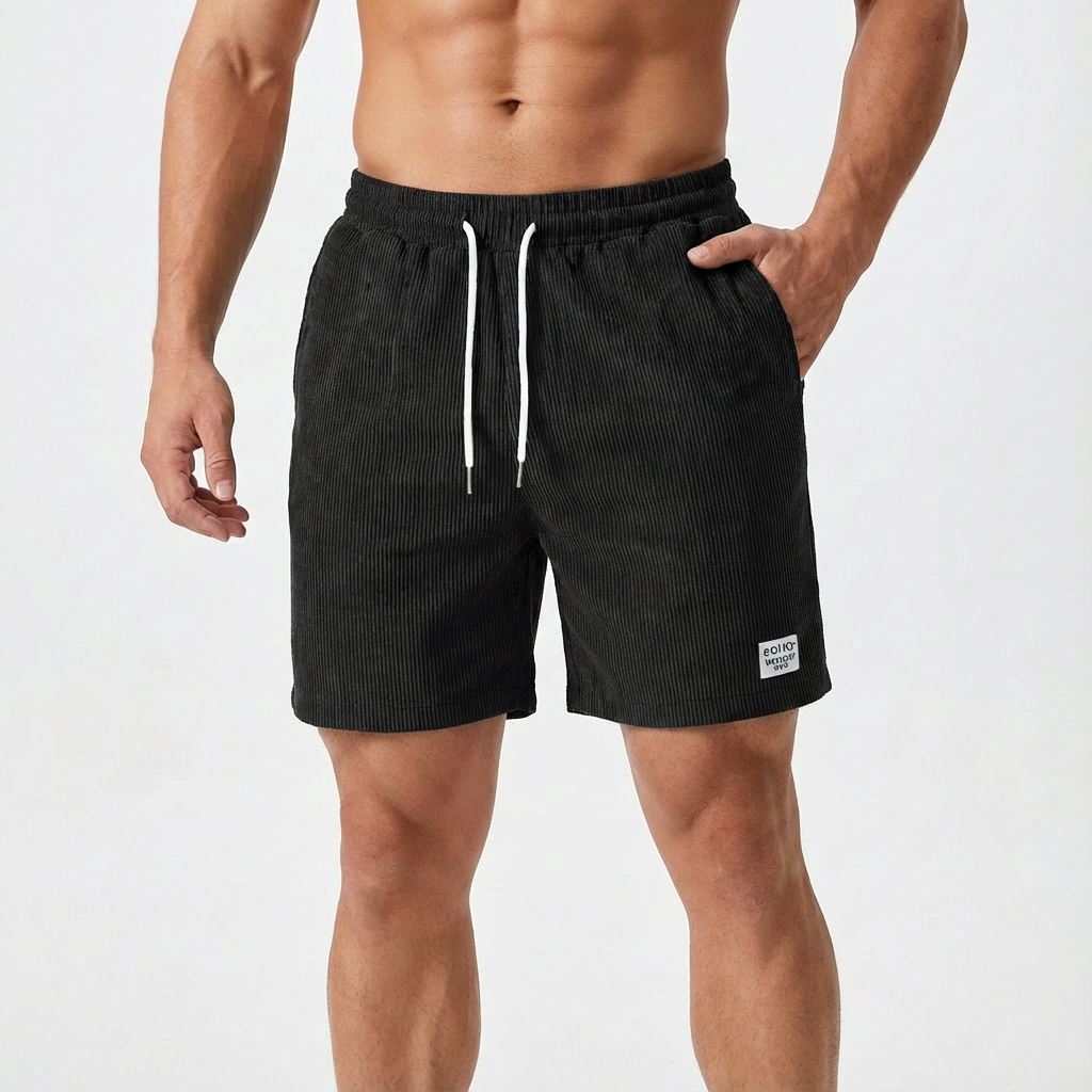 Lucas - Ribbed Casual Shorts with Drawstring