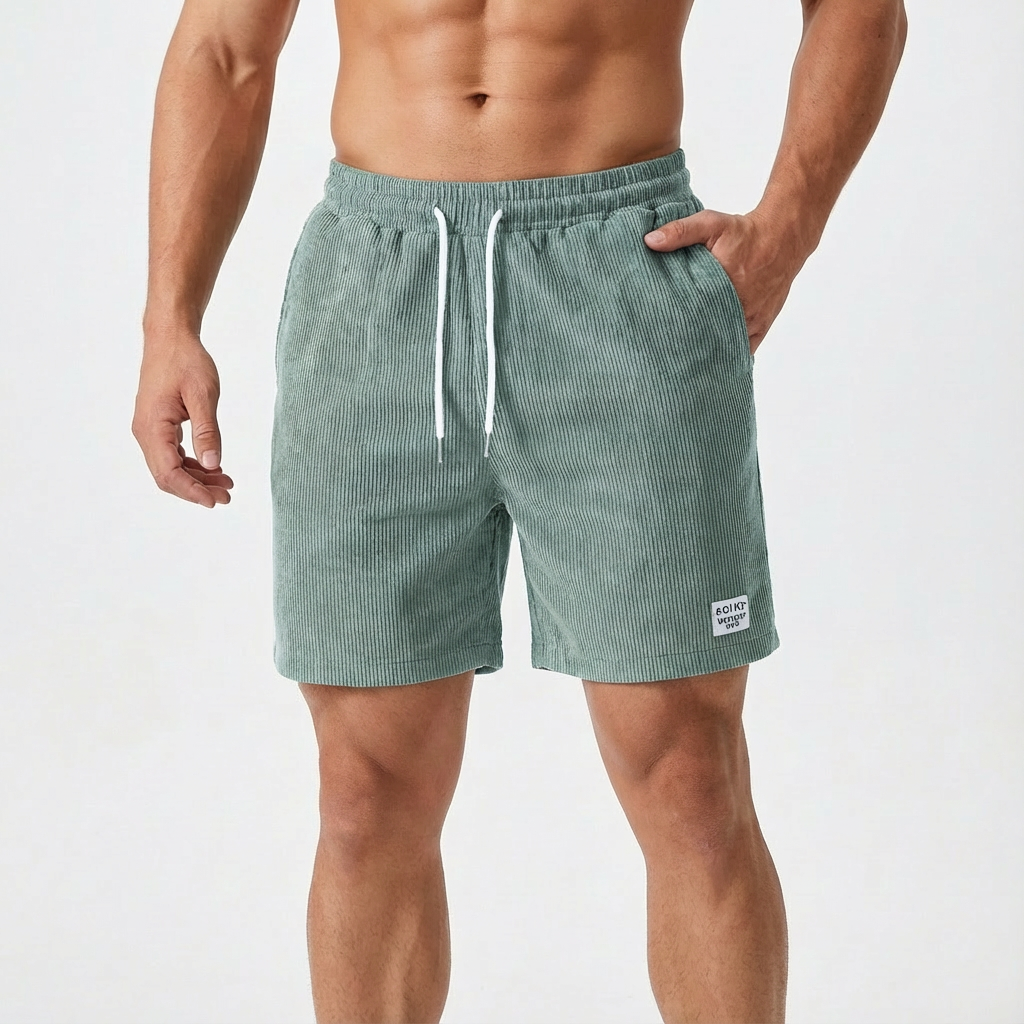 Lucas - Ribbed Casual Shorts with Drawstring