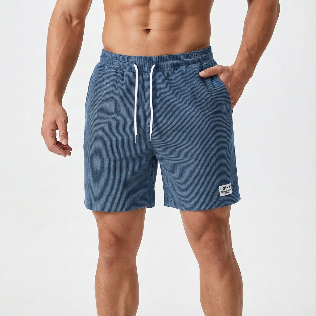 Lucas - Ribbed Casual Shorts with Drawstring