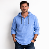 James Oxford Linen Hooded Shirt for Men