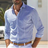 Men's Breathable Cotton Striped Dress Shirt | Tailored Loose Fit for Spring | Refined Everyday Essential
