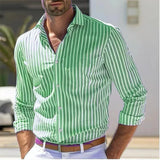 Men's Breathable Cotton Striped Dress Shirt | Tailored Loose Fit for Spring | Refined Everyday Essential