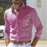 Men's Breathable Cotton Striped Dress Shirt | Tailored Loose Fit for Spring | Refined Everyday Essential