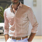 Men's Breathable Cotton Striped Dress Shirt | Tailored Loose Fit for Spring | Refined Everyday Essential