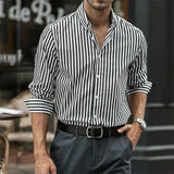 Men's Breathable Cotton Striped Dress Shirt | Tailored Loose Fit for Spring | Refined Everyday Essential