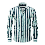 Men's  Striped Long-Sleeved Shirt | Effortless Non-Iron Style for Spring and Autumn