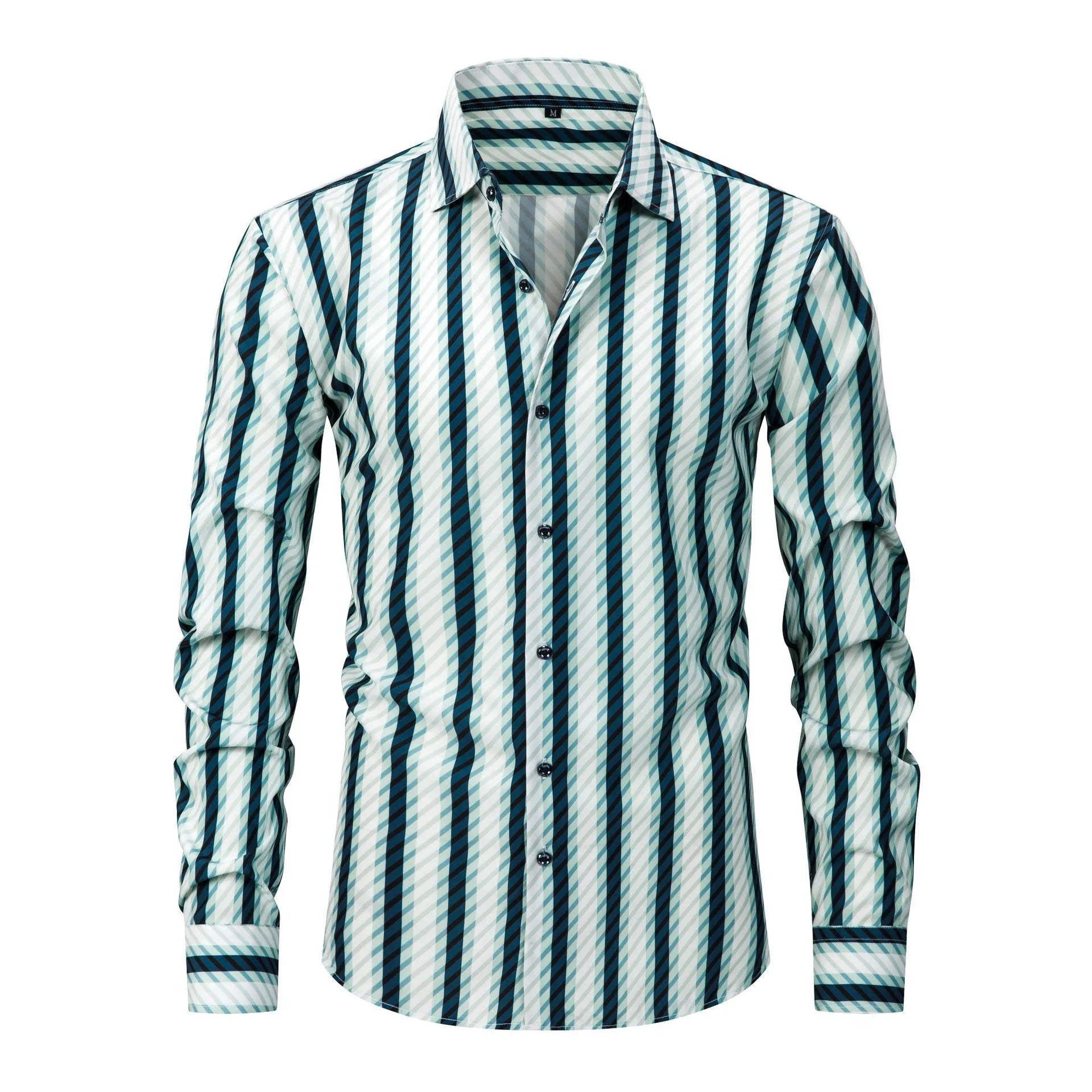 Men's  Striped Long-Sleeved Shirt | Effortless Non-Iron Style for Spring and Autumn